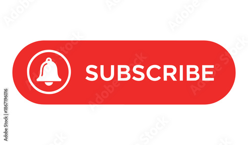 Red subscribe button with bell icon on white background