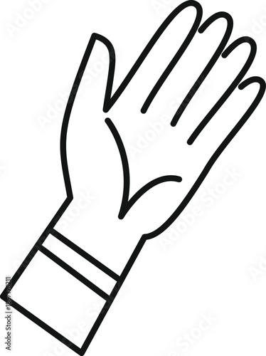 Open hand with palm facing forward, creating a stop or greeting gesture