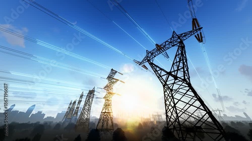 High-voltage power line tower current transmission