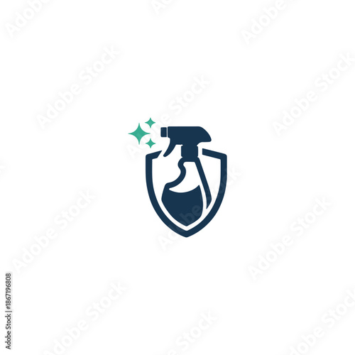 Cleaning shield with spray bottle icon