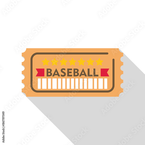 Baseball game admission ticket with stars and barcode, representing sports event access