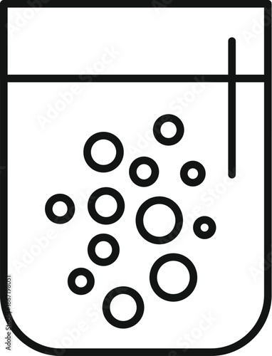 Carbonated drinking water with rising bubbles in a simple outlined glass