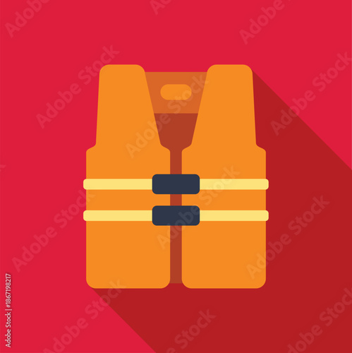 Orange life jacket concept icon for water safety and personal flotation