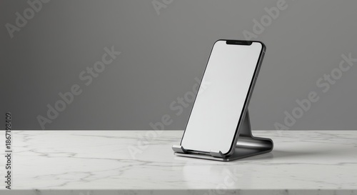 Wireless Smartphone Holder on Marble Surface with Gray Background