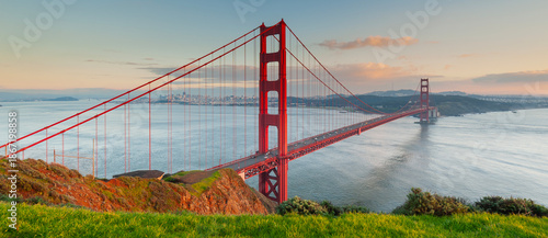Golden Gate Bridge at Golden Hour Panorama, San Francisco, California	