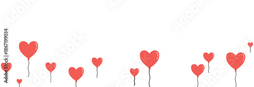 A red heart-shaped balloon. Flying balloons PNG. Valentine’s Day decoration.