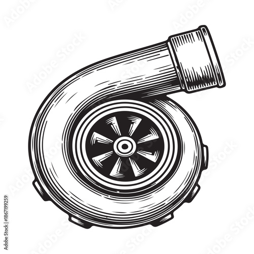 Vintage Engraved Turbocharger for Automotive Performance