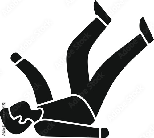 Man falling icon illustrating accident, failure, danger, injury, and business risk