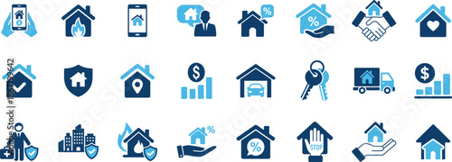 A comprehensive collection of real estate and property service icons for modern business needs