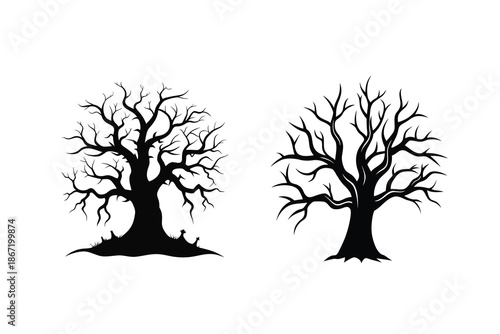 Haunted Tree Silhouette Illustration Spooky Dead Tree Design