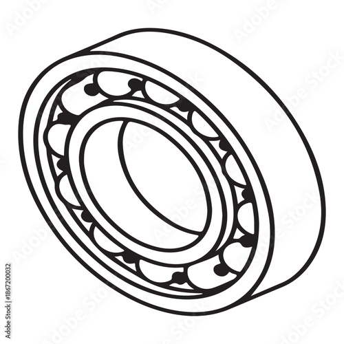 Industrial Ball Bearing Illustration: Radial Steel Bearing Vector for Mechanical Engineering