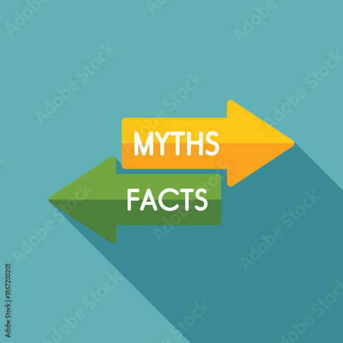 Arrows pointing in opposite directions representing the choice between myths and facts