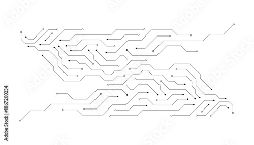 Circuit board digital abstract isolated on white background. Motherboard technology electronic line pathway design. AI semiconductor and computer processor