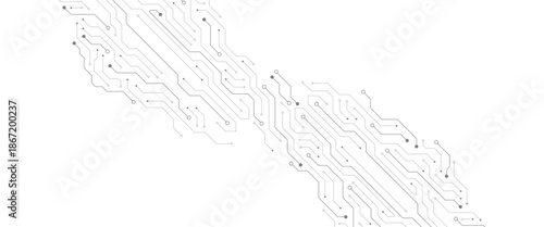 Circuit board digital abstract isolated on white background. Motherboard technology electronic line pathway design. AI semiconductor and computer processor