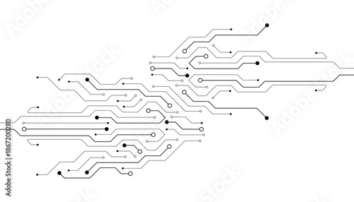 Circuit board digital abstract isolated on white background. Motherboard technology electronic line pathway design. AI semiconductor and computer processor