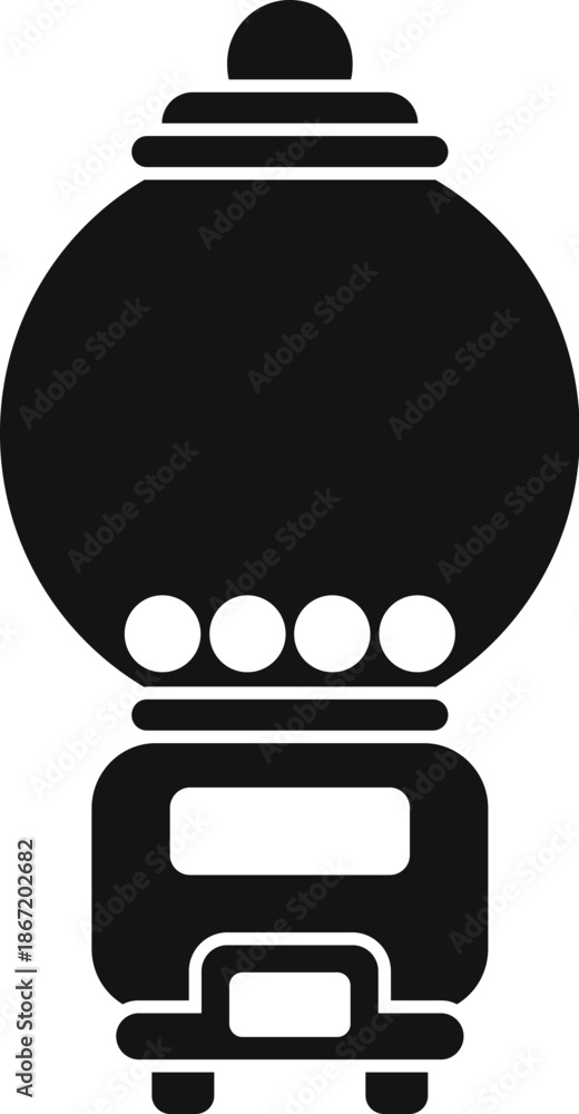 Obraz premium Black silhouette of a retro gumball machine on a white background