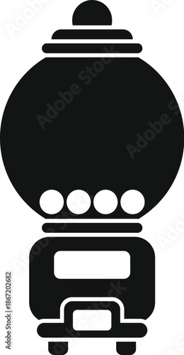 Black silhouette of a retro gumball machine on a white background