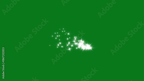 Glitter particles streaming on green screen background. glowing fairy dust sparkle animation, fairy dust wand glitter stars trail transition, magic glitter stars trail, white star shimmer swirl, 4K