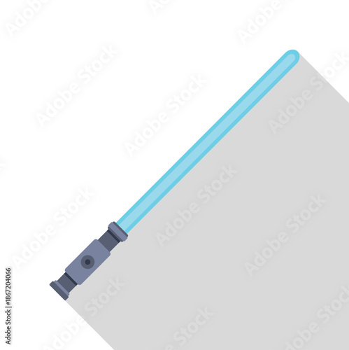 Futuristic energy sword creating long shadow on a light background