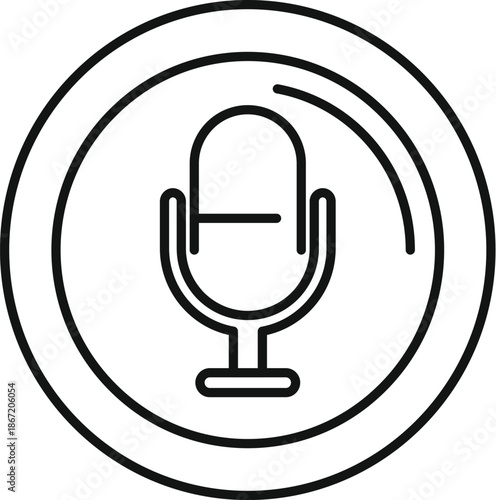 Microphone icon symbolizing audio recording, broadcasting, or podcasting on a white background