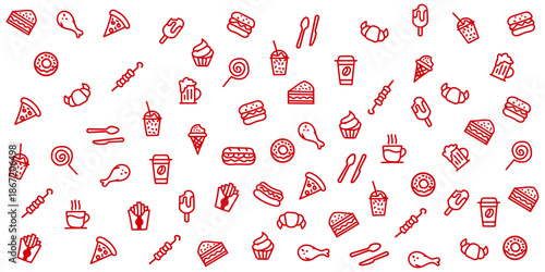 Food icon pattern background vector.