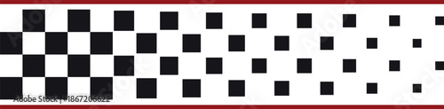 Racing stripe with black and white checkers and red edges.