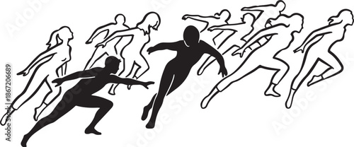 Runners in Motion Silhouette Illustration