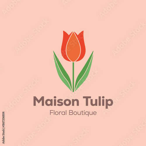 Tulip Flora Boutique Logo on Peach Background