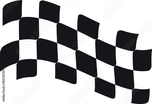 Racing stripes, race start and finish flag, vector black and white checkers, wavy checkered flag sport car decal