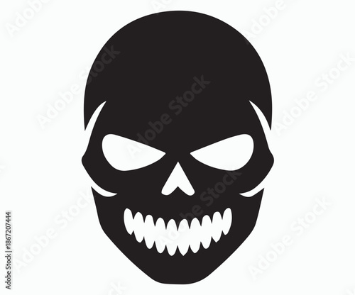 A graphic icon of a skull face design.