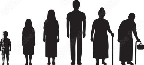 Family Silhouette Standing Together in Unity and Love