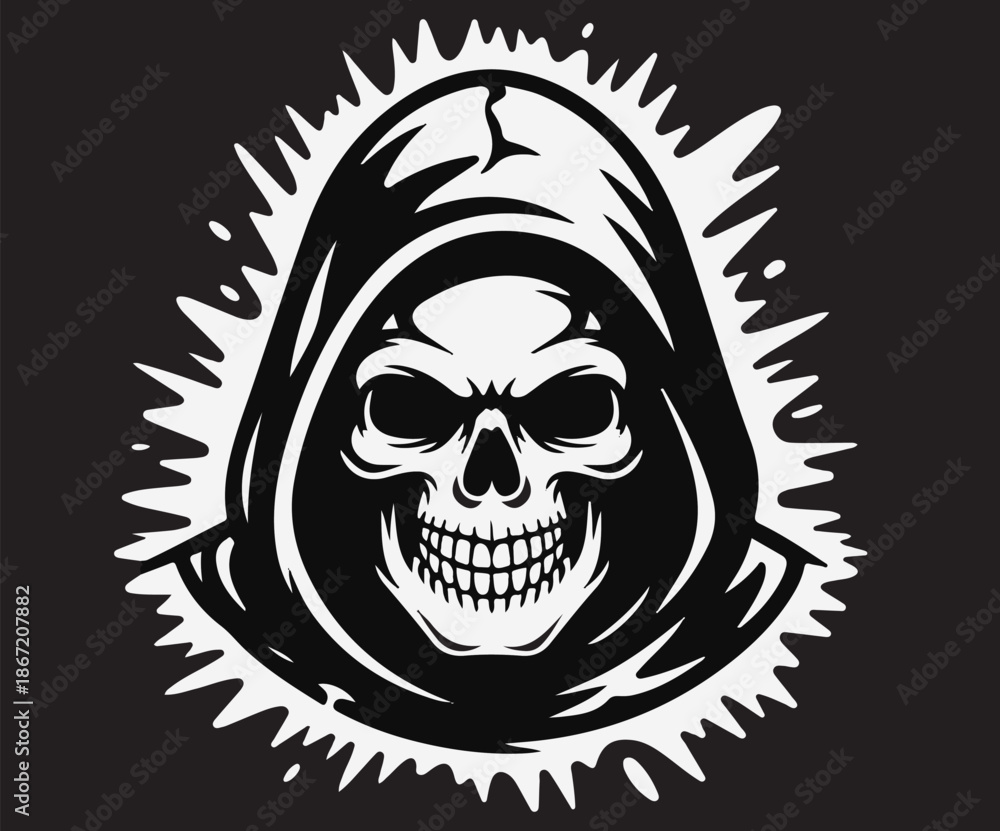Fototapeta premium A skull face graphic with minimal detail.