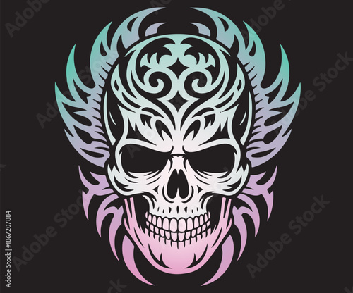 A skull concept with multiple shapes blended into the design.