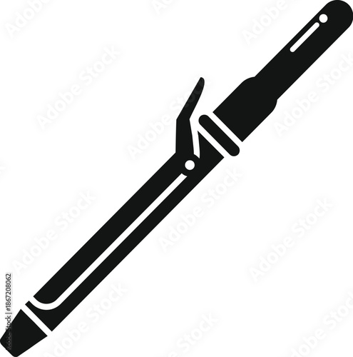 Curling iron creating stylish hair waves and curls during beauty routine