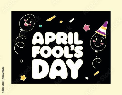 A playful celebration of april fool's day with cheerful balloons and festive confetti