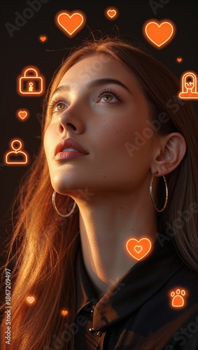 young woman in the computer