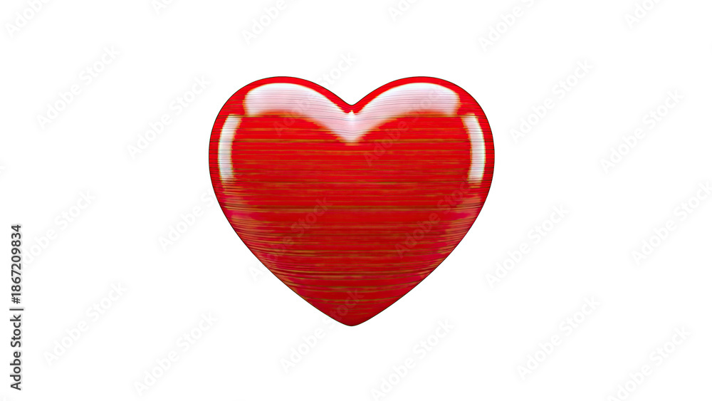 Obraz premium 3D Red Heart with Horizontal Stripes