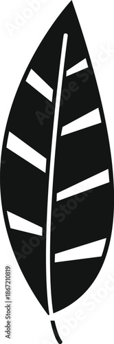 Black and white graphic leaf illustration creating a simple natural plant icon