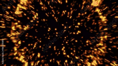 gold glitter particle explosion, Futuristic of Big Bang, Shockwave particles Explosions gold light In Space animation, intro fire explosion particles, Flying sparks and embers from a burst, 4k video
