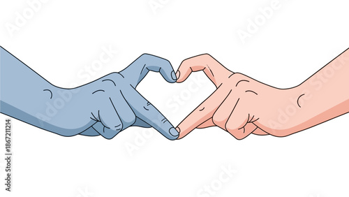 Intertwined Fingers Creating Heart Shape Through Negative Space Vector