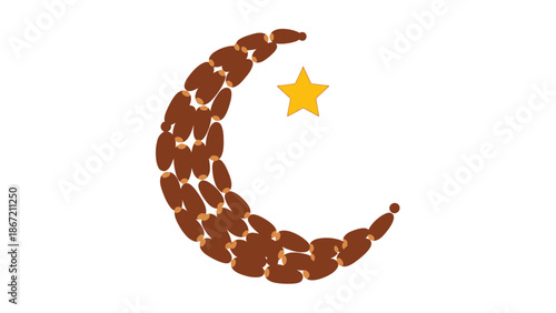 Dates Forming Crescent Shape Symbolic Ramadan Vector