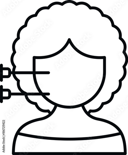 Woman's profile with lines representing a cosmetic face lifting procedure