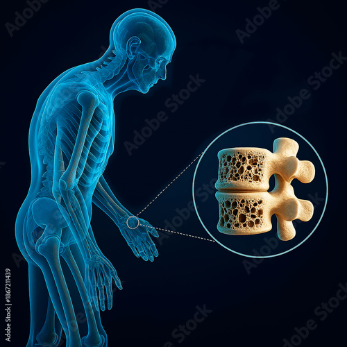 X-ray of a human body, due to osteoporosis