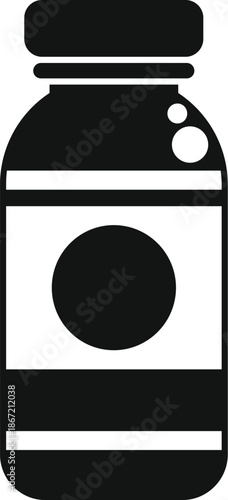 Stylized bottle icon representing medication, supplements, healthy nutrition, and pharmacy