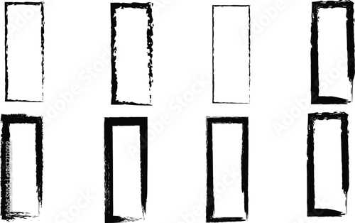 A collection of eight rectangular brush stroke textures in varying orientations on a plain white background