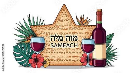 Passover Matzah Wine and Flowers Celebration.