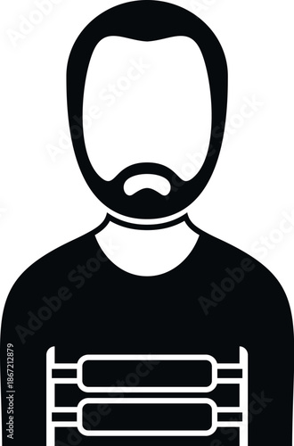 Man with beard wearing explosive suicide vest icon
