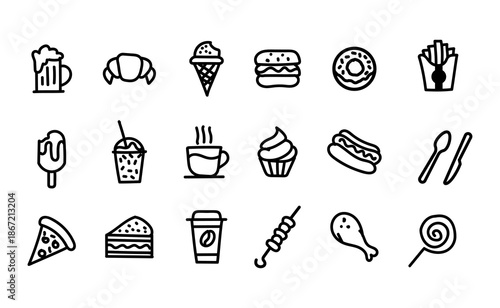 Fast food icons hand drawn style Vector illustrations 