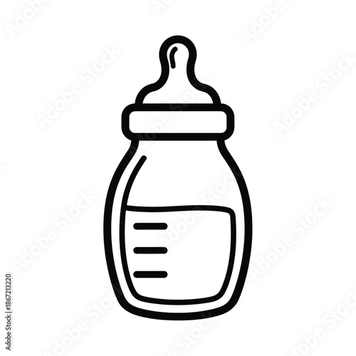 Vector illustration icon a simple line drawing of a baby bottle with a nipple on top isolated on
