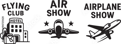 Print Aviation Event Badges Featuring Flying Club and Air Show Designs